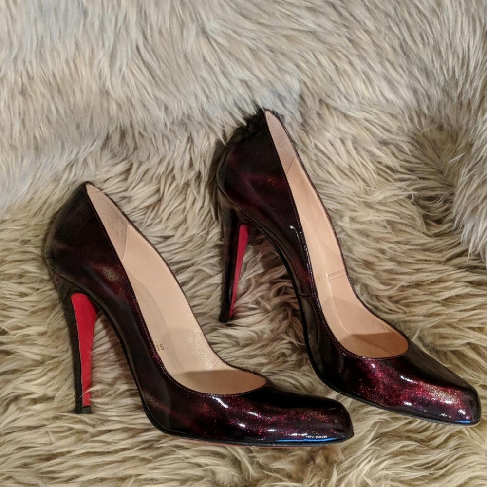 Christian louboutin burgundy glitter patent pumps - Picture 5 of 8